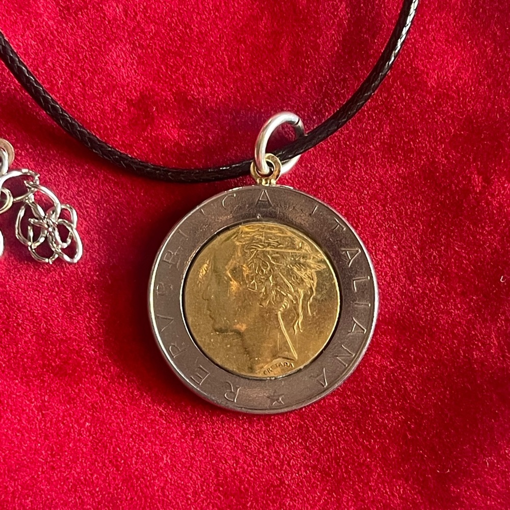 Beautiful unique Italian coin pendant necklace